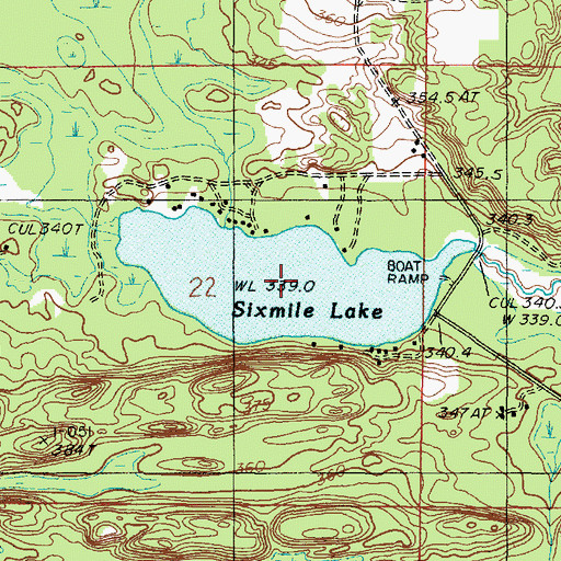 Topographic Map of Sixmile Lake, MI