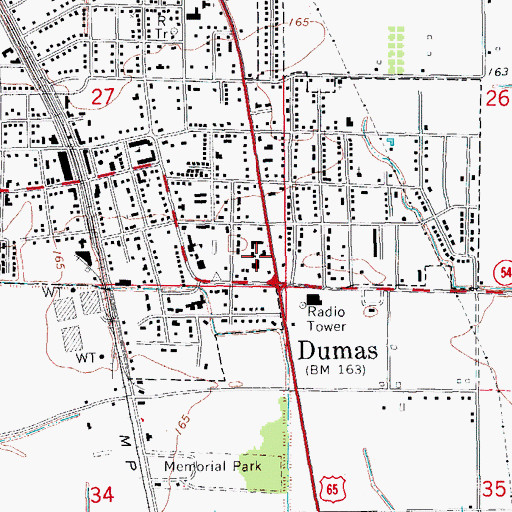 Topographic Map of Carter Shopping Center, AR