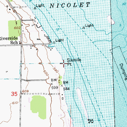 Topographic Map of Sixmile Point, MI