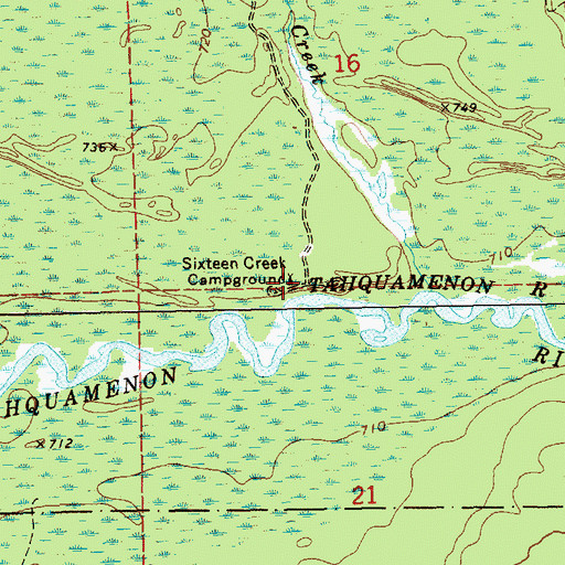 Topographic Map of Sixteen Creek Campground, MI