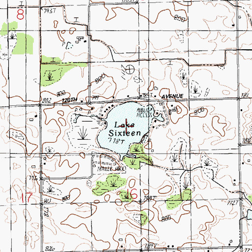 Topographic Map of Lake Sixteen, MI