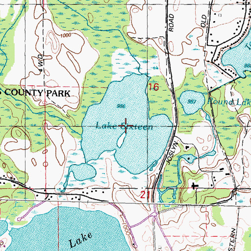 Topographic Map of Lake Sixteen, MI