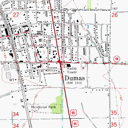Topographic Map of Brookhaven Shopping Center, AR