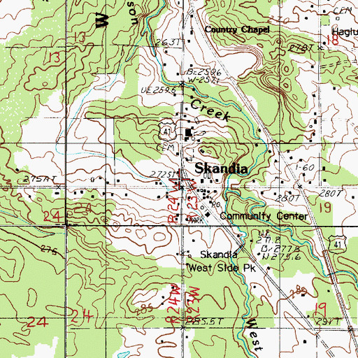 Topographic Map of Skandia, MI