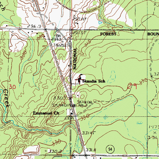Topographic Map of Skandia School, MI
