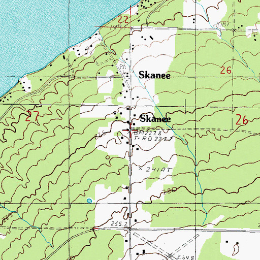 Topographic Map of Skanee, MI