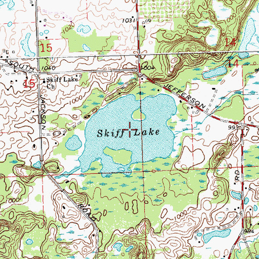 Topographic Map of Skiff Lake, MI