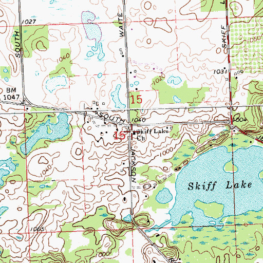 Topographic Map of Skiff Lake Church, MI
