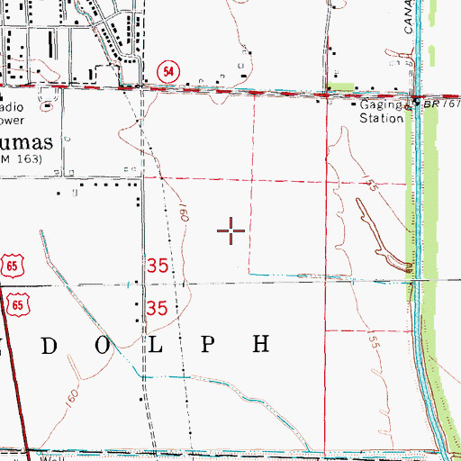 Topographic Map of Dumas High School, AR