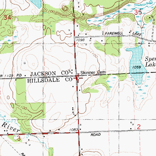 Topographic Map of Skinner Cemetery, MI