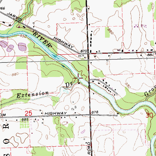 Topographic Map of Skinner Extension Drain, MI