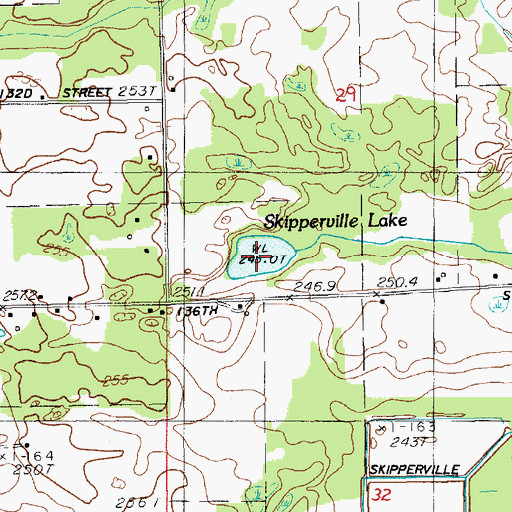 Topographic Map of Skipperville Lake, MI
