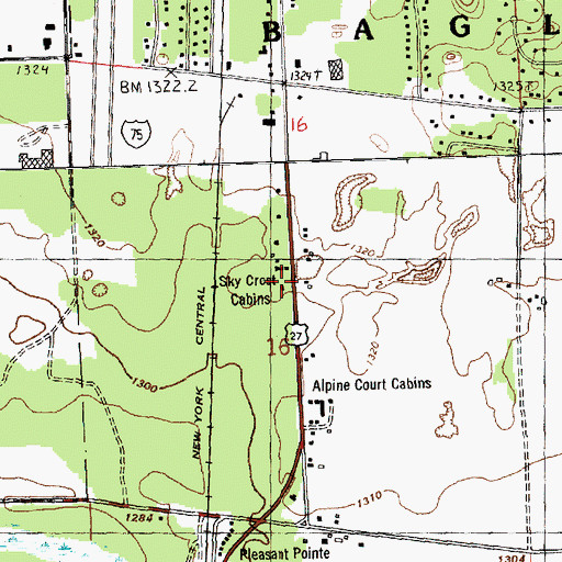 Topographic Map of Sky Crest Cabins, MI