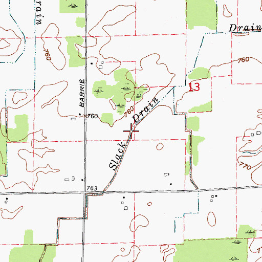 Topographic Map of Slack Drain, MI
