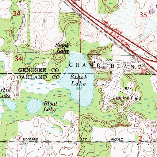 Topographic Map of Slack Lake, MI