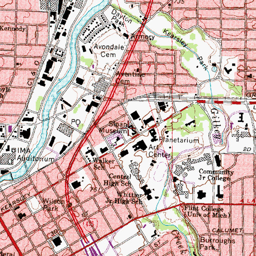 Topographic Map of Sloan Museum, MI