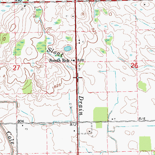 Topographic Map of Sloat Drain, MI