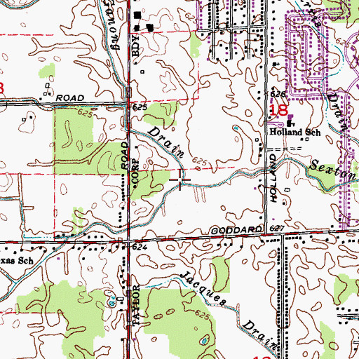 Topographic Map of Sloss and Ganong Drain, MI