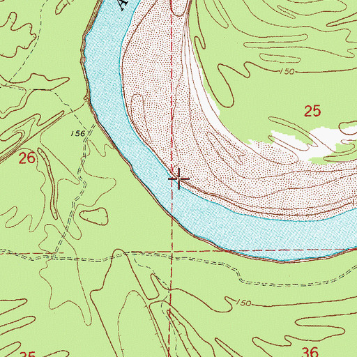 Topographic Map of Jefferson Bend, AR