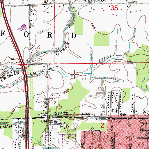 Topographic Map of Smith Ditch, MI