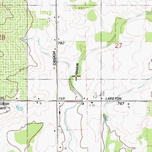 Topographic Map of Smith Drain, MI