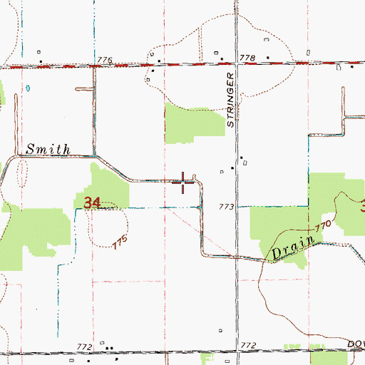 Topographic Map of Smith Drain, MI
