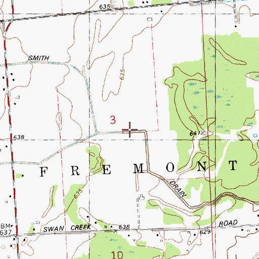 Topographic Map of Smith Drain, MI
