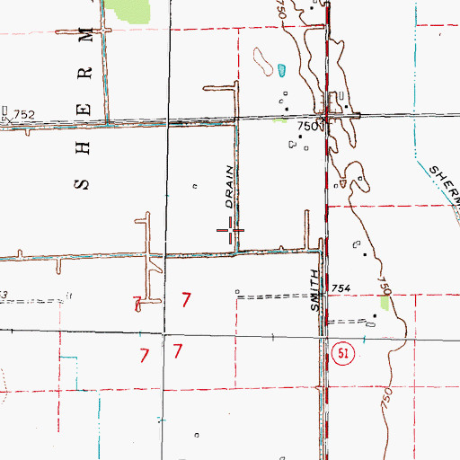 Topographic Map of Smith Drain, MI