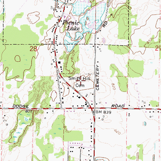 Topographic Map of Smith Hill Cemetery, MI