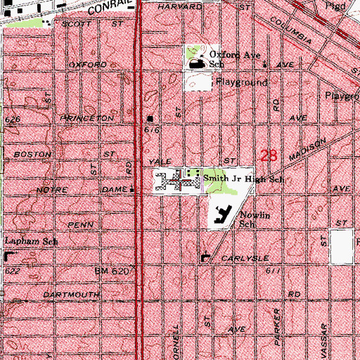 Topographic Map of Smith Junior High School, MI