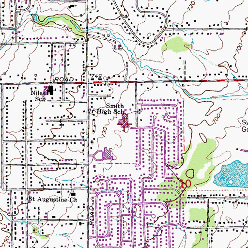 Topographic Map of Smith Middle School, MI