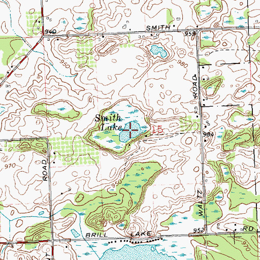 Topographic Map of Smith Lake, MI