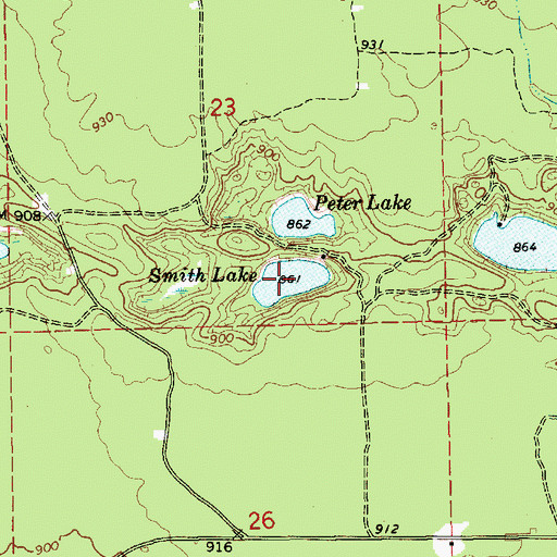 Topographic Map of Smith Lake, MI