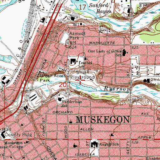 Topographic Map of Smith Playground, MI