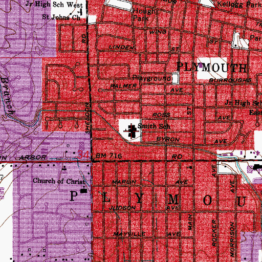 Topographic Map of Smith School, MI