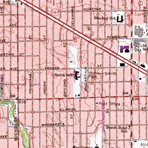 Topographic Map of Smith School, MI