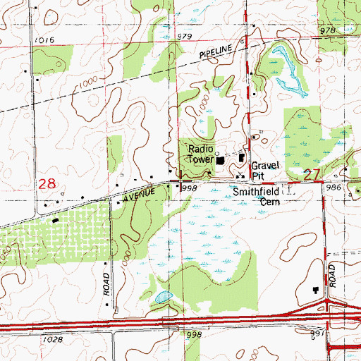 Topographic Map of Smithfield School, MI