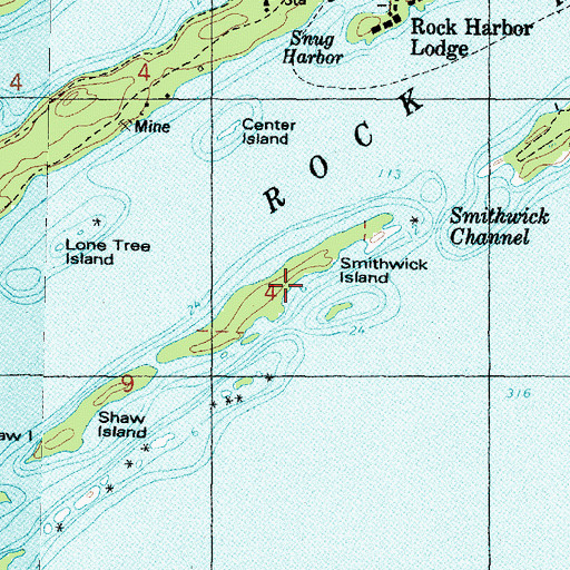 Topographic Map of Smithwick Island, MI