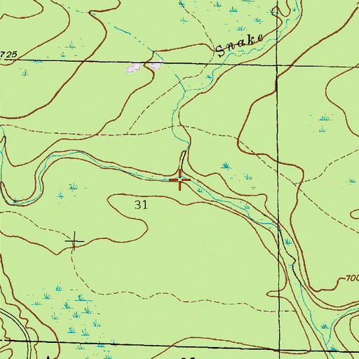 Topographic Map of Snake Creek, MI