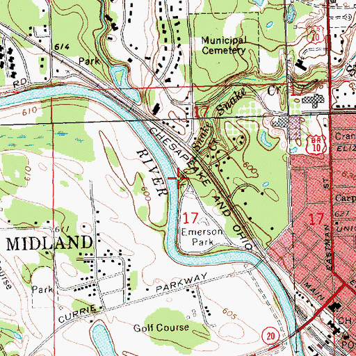 Topographic Map of Snake Creek, MI