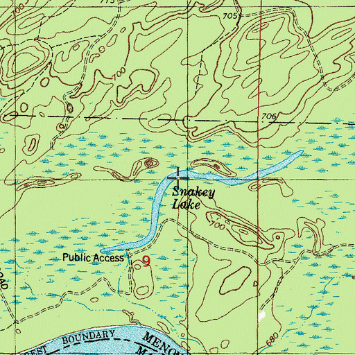 Topographic Map of Snakey Lake, MI