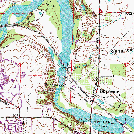 Topographic Map of Snidecar Drain, MI