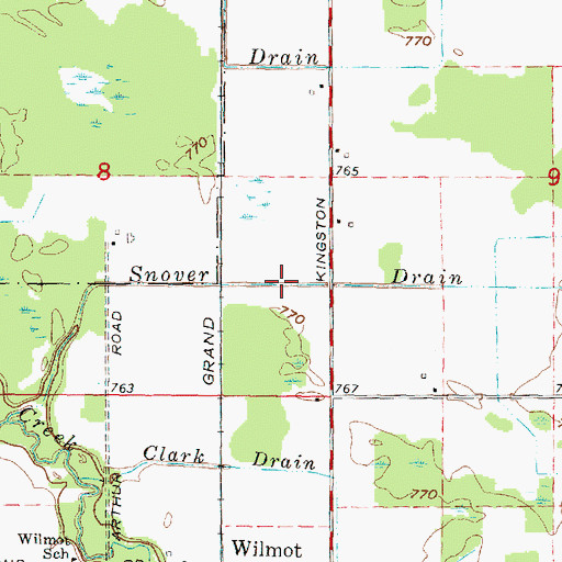Topographic Map of Snover Drain, MI