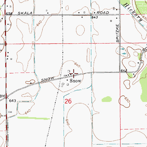 Topographic Map of Snow, MI