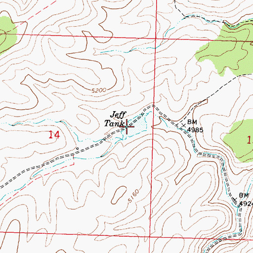 Topographic Map of Jeff Tank, AZ