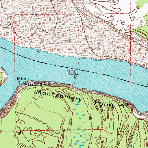 Topographic Map of Montgomery Bend, AR