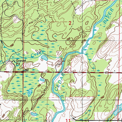 Topographic Map of Snow Creek, MI