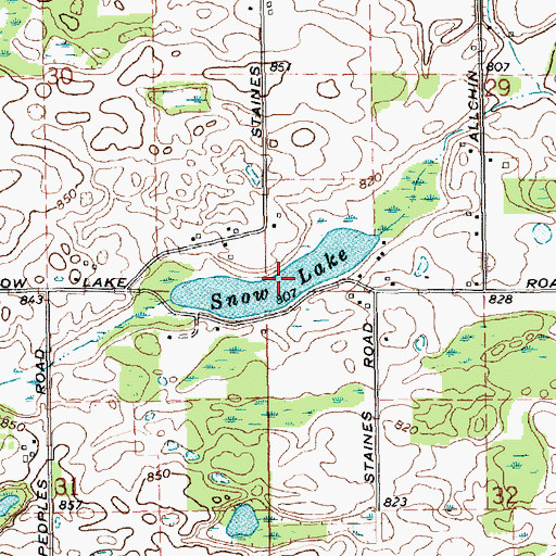 Topographic Map of Snow Lake, MI