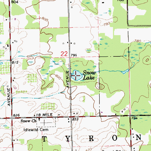Topographic Map of Snow Lake, MI