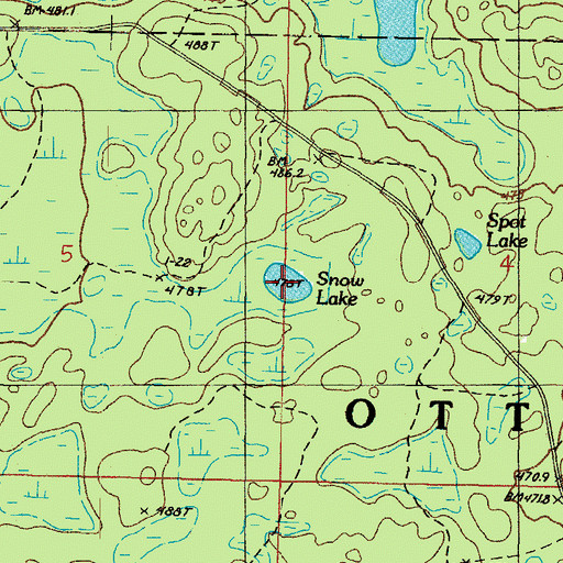Topographic Map of Snow Lake, MI